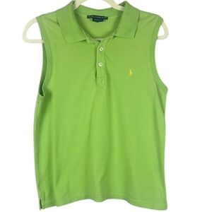 Ralph Lauren Green Sleeveless Polo Shirt Classic Preppy Style Size Medium
